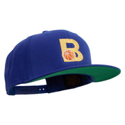 Letter B with Basketball Embroidered Wool Blend Prostyle Snapback - Royal OSFM