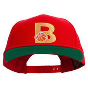 Letter B with Basketball Embroidered Wool Blend Prostyle Snapback - Red OSFM