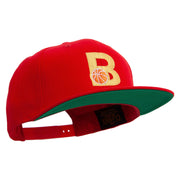 Letter B with Basketball Embroidered Wool Blend Prostyle Snapback - Red OSFM