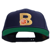 Letter B with Basketball Embroidered Wool Blend Prostyle Snapback - Navy OSFM