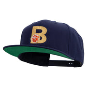 Letter B with Basketball Embroidered Wool Blend Prostyle Snapback - Navy OSFM