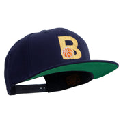 Letter B with Basketball Embroidered Wool Blend Prostyle Snapback - Navy OSFM