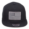 Grey American Flag Patched Flat Snapback Cap