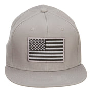 Grey American Flag Patched Flat Snapback Cap