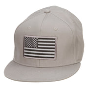 Grey American Flag Patched Flat Snapback Cap