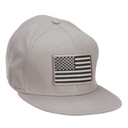 Grey American Flag Patched Flat Snapback Cap