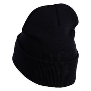 Welcome to Area 51 Logo Embroidered 12 Inch Solid Long Beanie Made in USA - Black OSFM
