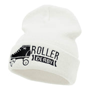 Roller Derby Roller Skate Embroidered Long Beanie