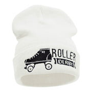 Roller Derby Roller Skate Embroidered Long Beanie