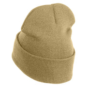 Welcome to Area 51 Logo Embroidered 12 Inch Solid Long Beanie Made in USA - Khaki OSFM