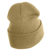 Welcome to Area 51 Logo Embroidered 12 Inch Solid Long Beanie Made in USA - Khaki OSFM