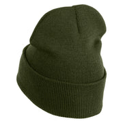 Welcome to Area 51 Logo Embroidered 12 Inch Solid Long Beanie Made in USA - Olive OSFM
