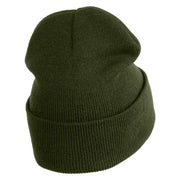 Welcome to Area 51 Logo Embroidered 12 Inch Solid Long Beanie Made in USA - Olive OSFM