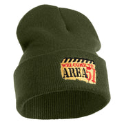 Welcome to Area 51 Logo Embroidered 12 Inch Solid Long Beanie Made in USA - Olive OSFM