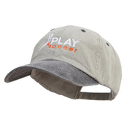 Playing Soccer Logo Embroidered Pigment Dyed Wash Cap - Beige-Black OSFM