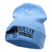 Roller Derby Roller Skate Embroidered Long Beanie