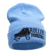 Roller Derby Roller Skate Embroidered Long Beanie