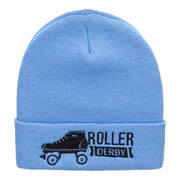 Roller Derby Roller Skate Embroidered Long Beanie