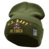 Licensed US Navy Retired Logo Embroidered Long Beanie Made in USA