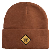 Dead End Sign Logo Embroidered 12 Inch Solid Knit Cuff Long Beanie Made in USA - Coyote Brown OSFM