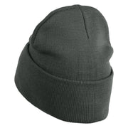Dead End Sign Logo Embroidered 12 Inch Solid Knit Cuff Long Beanie Made in USA - Graphite OSFM