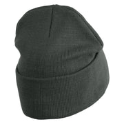 Dead End Sign Logo Embroidered 12 Inch Solid Knit Cuff Long Beanie Made in USA - Graphite OSFM