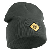 Dead End Sign Logo Embroidered 12 Inch Solid Knit Cuff Long Beanie Made in USA - Graphite OSFM