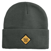Dead End Sign Logo Embroidered 12 Inch Solid Knit Cuff Long Beanie Made in USA - Graphite OSFM