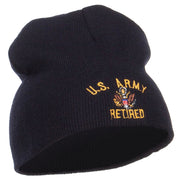 US Army Retired Military Embroidered Short Beanie