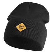 Dead End Sign Logo Embroidered 12 Inch Solid Knit Cuff Long Beanie Made in USA - Black OSFM