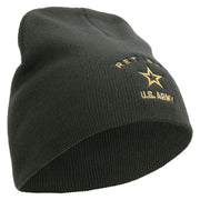 Licensed US Army Retired Military Embroidered 8 Inch Knitted Short Beanie - DK-Grey OSFM