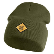 Dead End Sign Logo Embroidered 12 Inch Solid Knit Cuff Long Beanie Made in USA - Olive OSFM