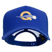 Letter Q with Baseball Embroidered Five Panels Prostyle Trucker Mesh Cap - Royal OSFM