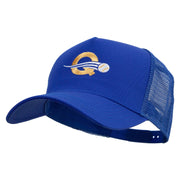 Letter Q with Baseball Embroidered Five Panels Prostyle Trucker Mesh Cap - Royal OSFM