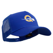 Letter Q with Baseball Embroidered Five Panels Prostyle Trucker Mesh Cap - Royal OSFM