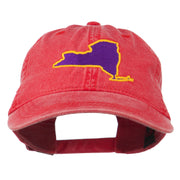 New York State Map Embroidered Cap