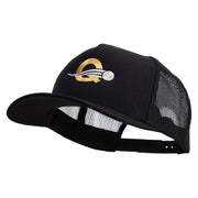 Letter Q with Baseball Embroidered Five Panels Prostyle Trucker Mesh Cap - Black OSFM