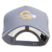 Letter Q with Baseball Embroidered Five Panels Prostyle Trucker Mesh Cap - Grey OSFM