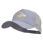 Letter Q with Baseball Embroidered Five Panels Prostyle Trucker Mesh Cap - Grey OSFM