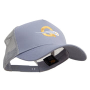 Letter Q with Baseball Embroidered Five Panels Prostyle Trucker Mesh Cap - Grey OSFM