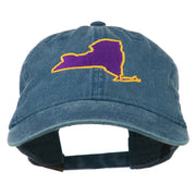 New York State Map Embroidered Cap