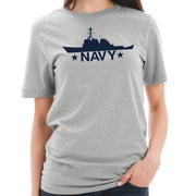 Navy Ship Graphic Design Unisex Short Sleeve Cotton Jersey T-Shirt