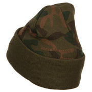 US Navy Veteran Military Embroidered Camo Knit Long Beanie