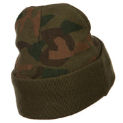 US Navy Veteran Military Embroidered Camo Knit Long Beanie