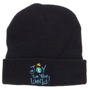 Joy to the World Embroidered Long Beanie