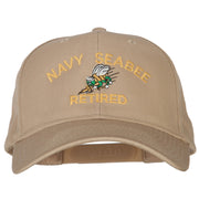 US Navy Seabee Retired Military Embroidered Solid Cotton Pro Style Cap