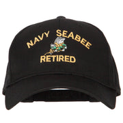 US Navy Seabee Retired Military Embroidered Solid Cotton Pro Style Cap