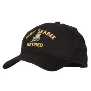 US Navy Seabee Retired Military Embroidered Solid Cotton Pro Style Cap