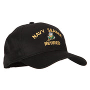 US Navy Seabee Retired Military Embroidered Solid Cotton Pro Style Cap