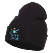 Joy to the World Embroidered Long Beanie